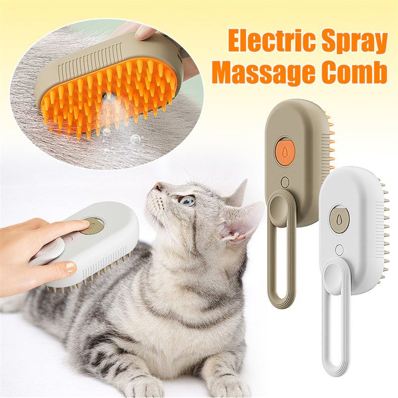 🐾 3-in-1 Electric Steam Brush - Purr-fect Grooming & Massage for Your Pet! 🐱✨ - Shop Wave