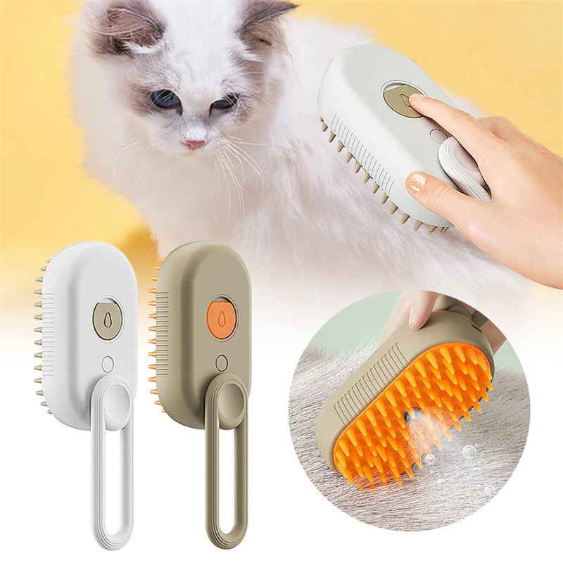 🐾 3-in-1 Electric Steam Brush - Purr-fect Grooming & Massage for Your Pet! 🐱✨ - Shop Wave