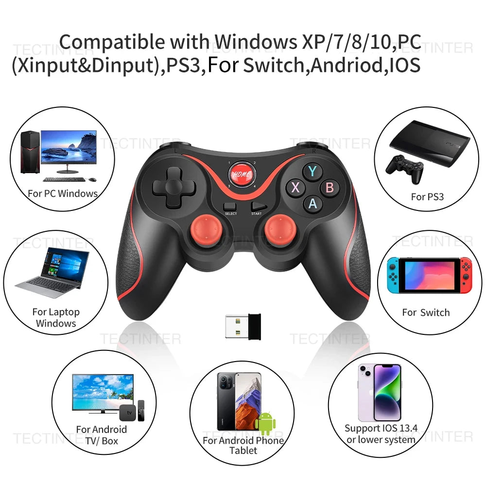 🎮 Terios T3 Wireless Bluetooth Gamepad - Universal Controller for Android, PC, Switch & PS3! 🕹️✨ - Shop Wave